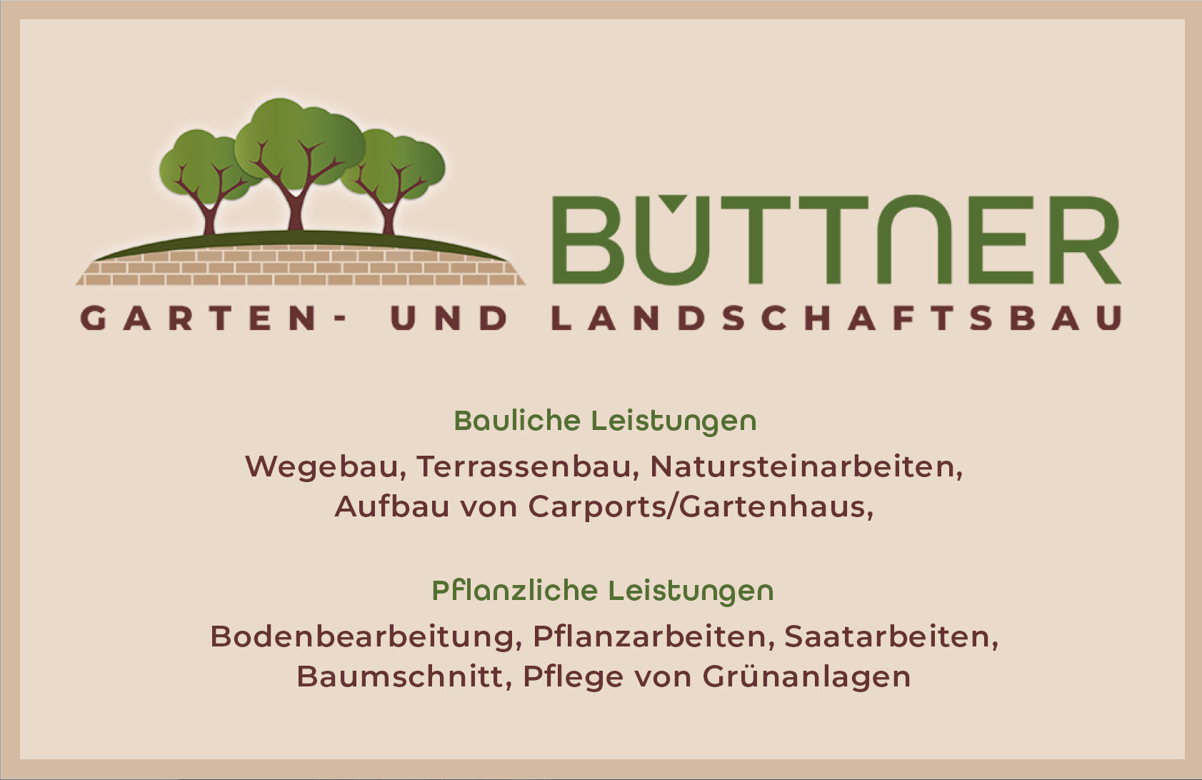 Leistungen von Büttner Garten- und Landschaftsbau Berlin